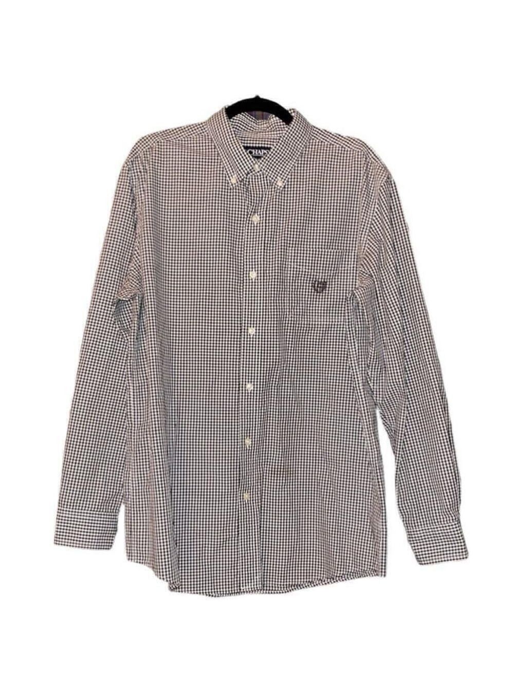 CHAPS | Black and White Checkered Button Down Long Sleeve Dress Shirt